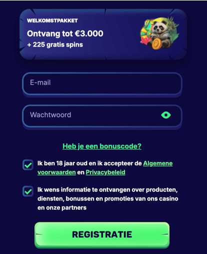 Registration at Spinpanda casino